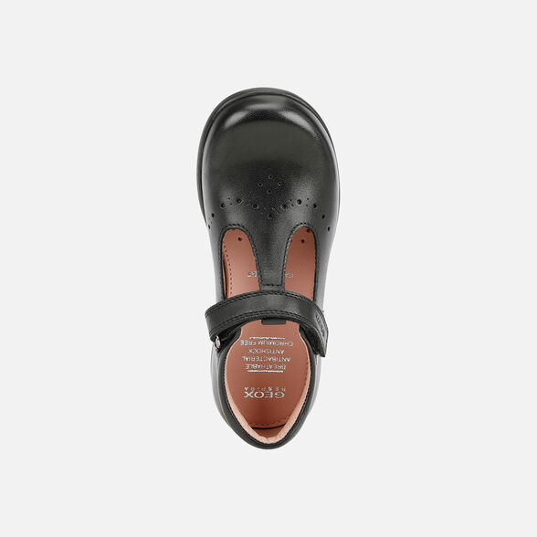 Geox Kids Naimara Smooth Leather School Shoes - Black