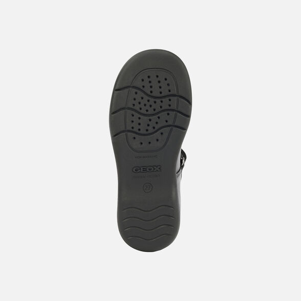 Geox Kids Naimara Smooth Leather School Shoes - Black