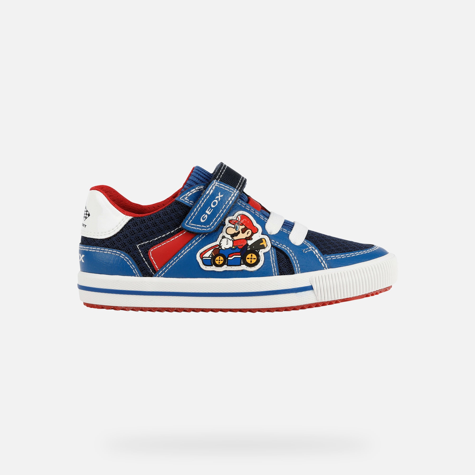 Geox Kids Super Mario Alonisso Trainers - Royal / Red - The Foot Factory