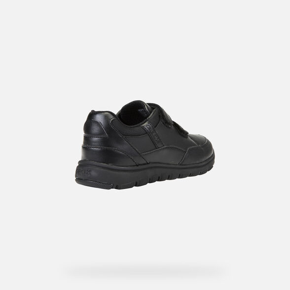 Geox Kids Xunday Smooth Leather School Shoes - Black