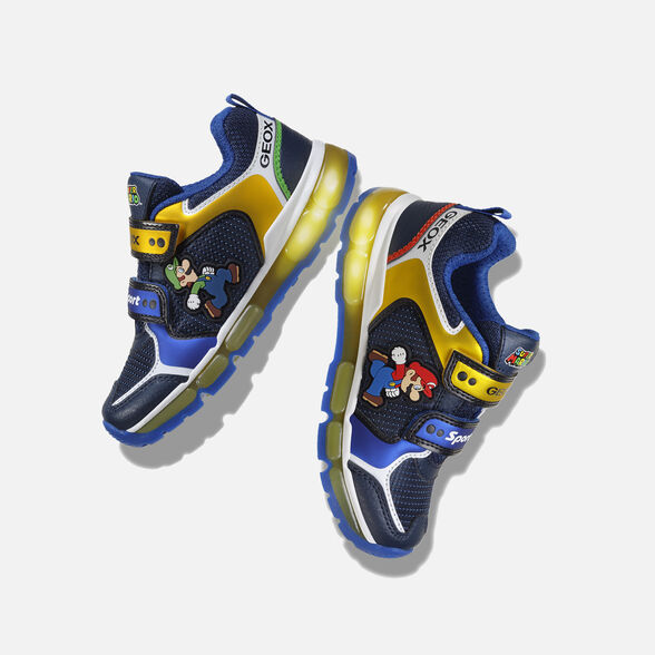 Geox - Kids Super Mario Light Up Trainers - Yellow / Blue