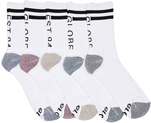 Globe Mens Carter Crew Socks (5 Pack) - White