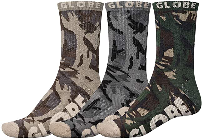 Globe Mens Eco Camo Crew Socks (3 Pack) - The Foot Factory