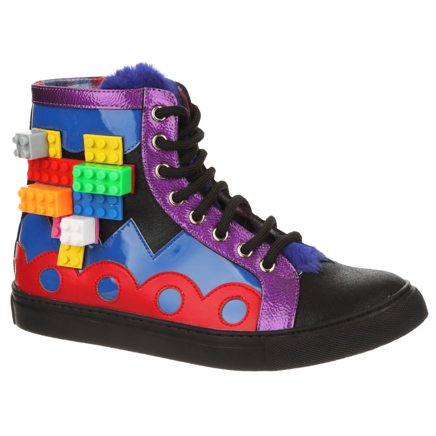 Irregular Choice Womens Colourful Kingdom High Top Trainers - Black / Blue / Purple