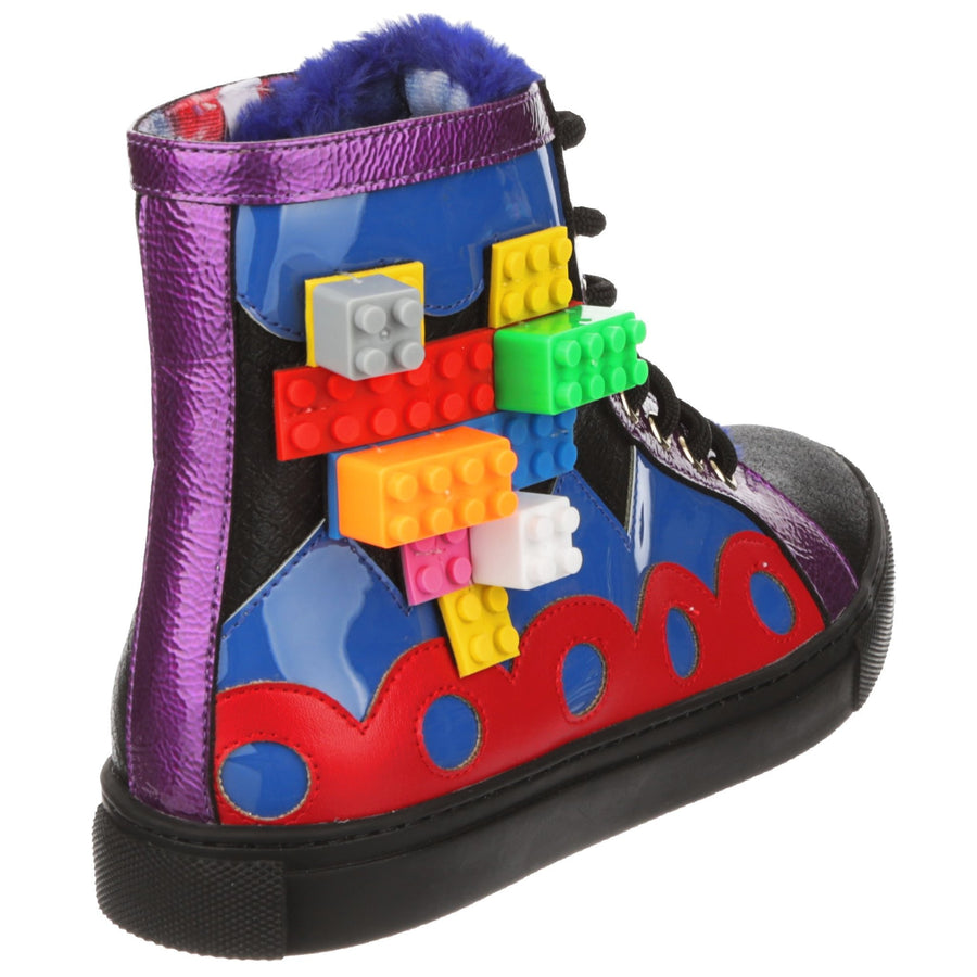 Irregular Choice Womens Colourful Kingdom High Top Trainers - Black / Blue / Purple