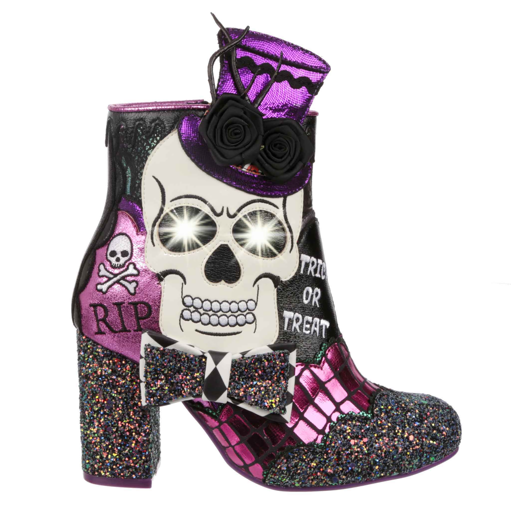 Irregular Choice Womens Dance of the Dead Heeled Ankle Boot - Purple