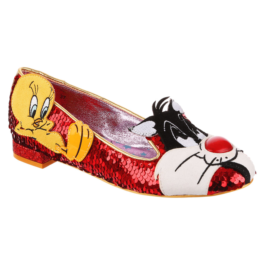 Irregular Choice Womens Looney Tunes I Tawt I Taw A Puddy Cat Flats