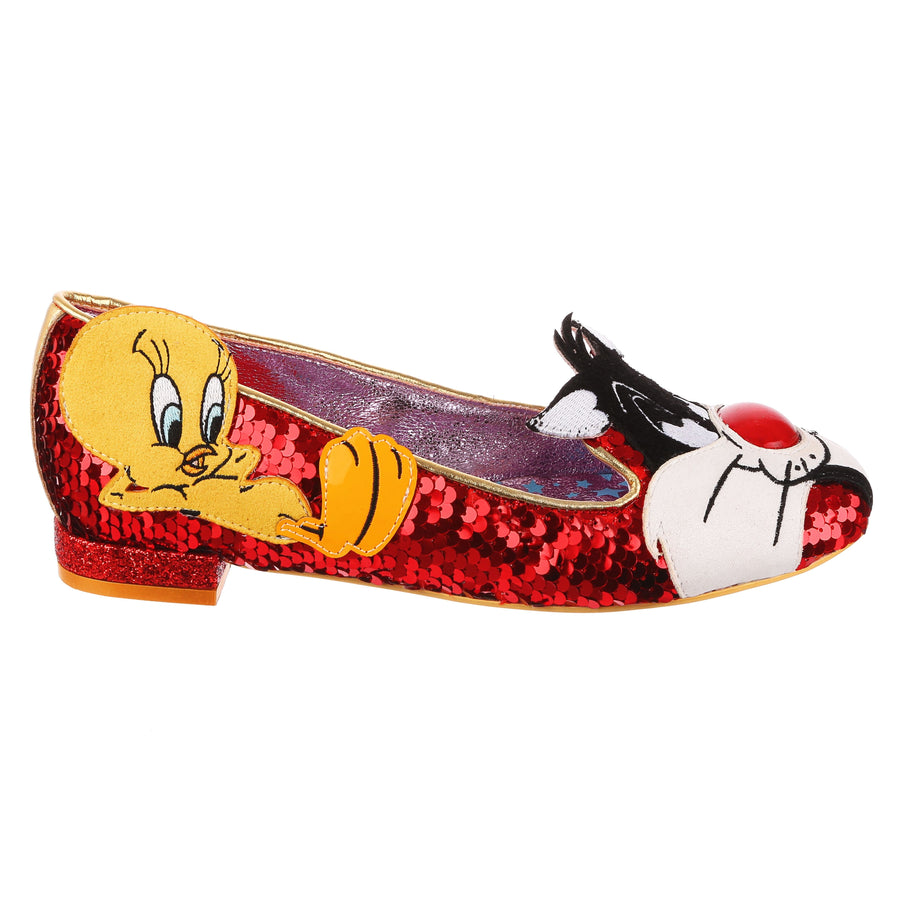 Irregular Choice Womens Looney Tunes I Tawt I Taw A Puddy Cat Flats