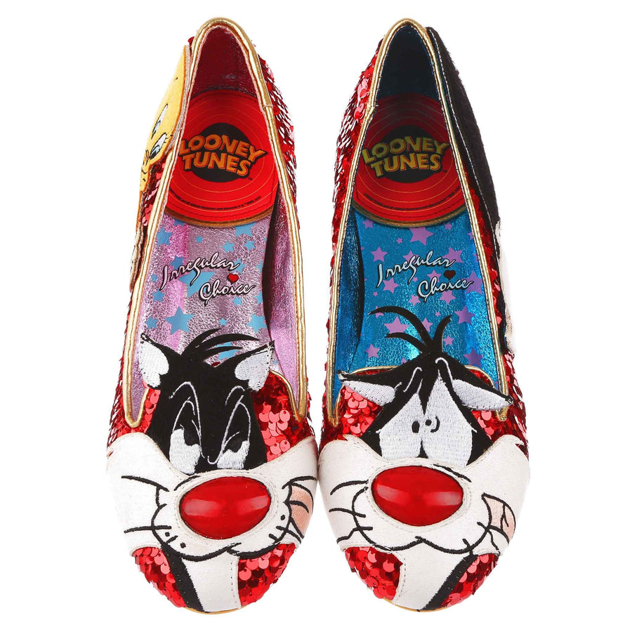 Irregular Choice Womens Looney Tunes I Tawt I Taw A Puddy Cat Flats
