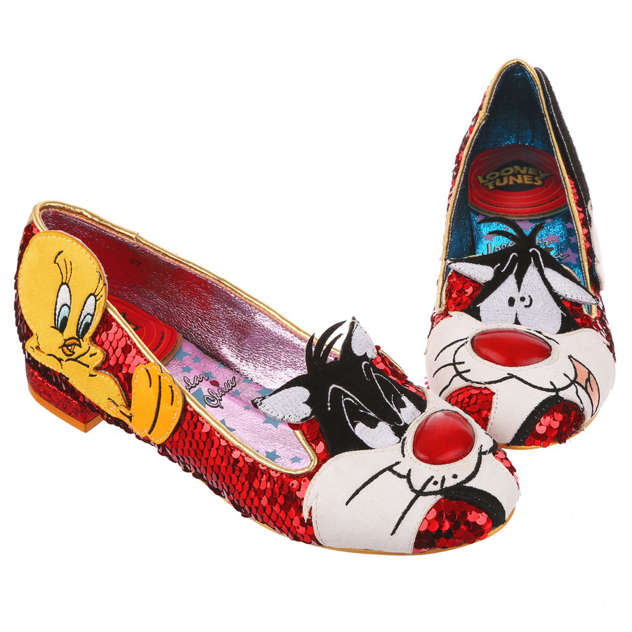 Irregular Choice Womens Looney Tunes I Tawt I Taw A Puddy Cat Flats