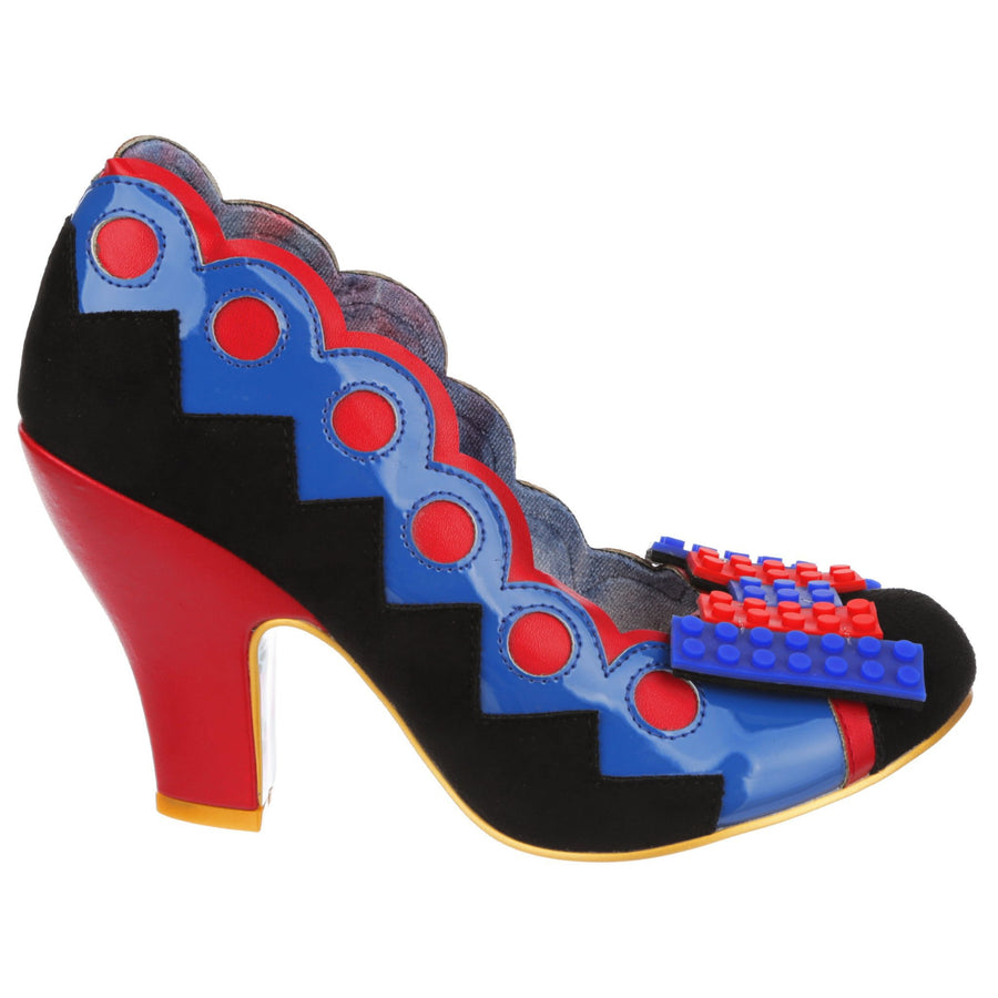 Irregular Choice Womens Play Date High Heel - Blue / Black / Red