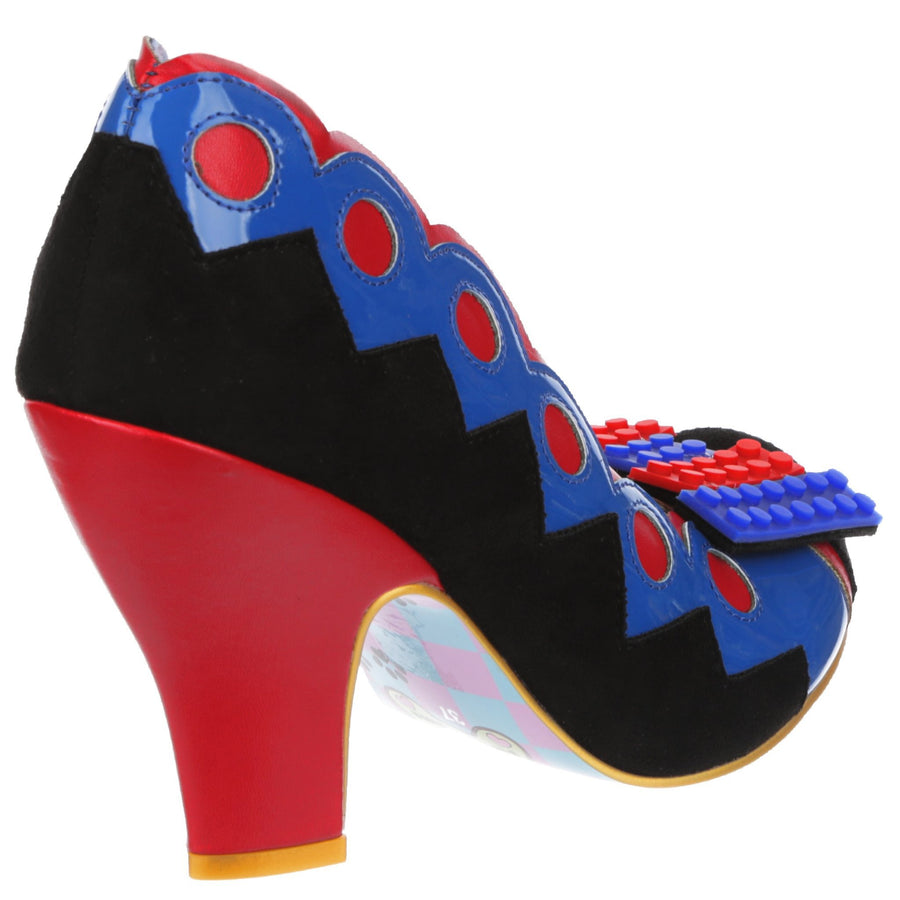 Irregular Choice Womens Play Date High Heel - Blue / Black / Red