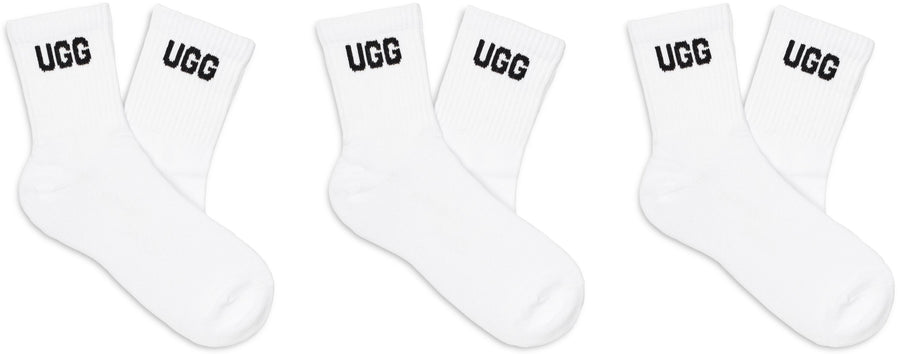 UGG Womens Logo Crew Socks (3 Pack) - White