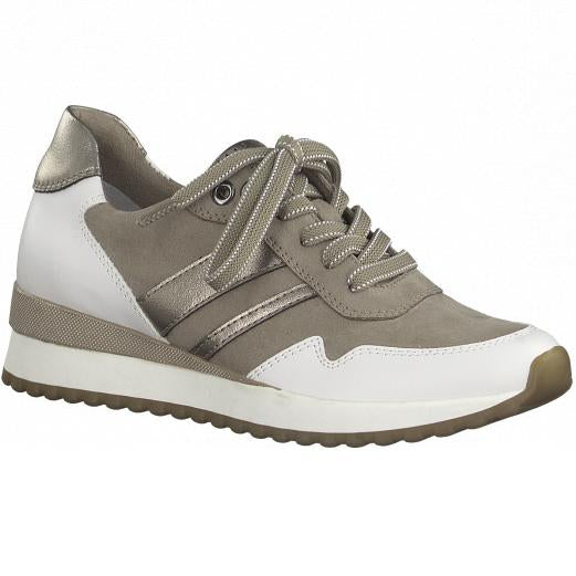 Marco Tozzi Womens Fashion Trainers - White / Taupe