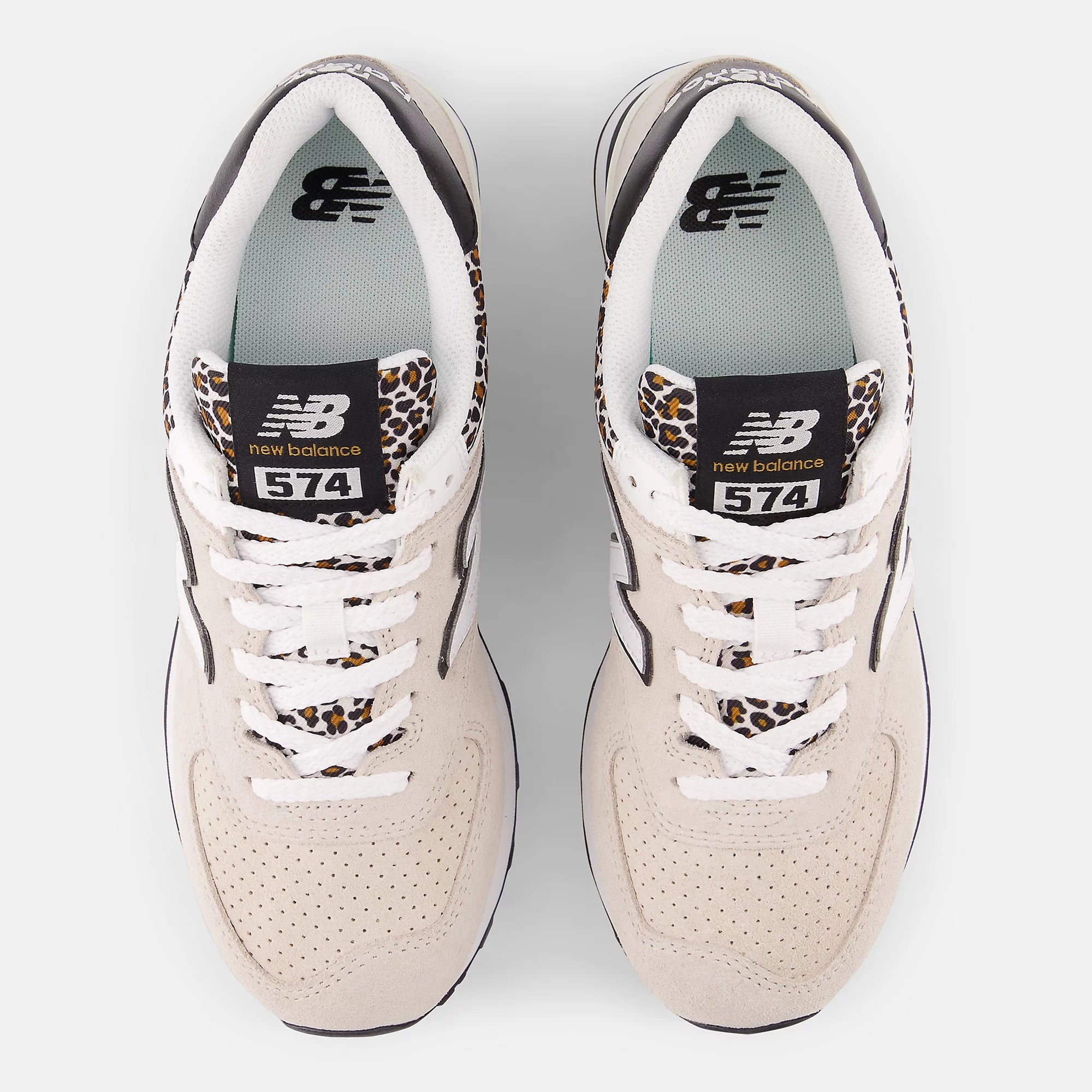 New Balance Womens 574 Fashion Trainers - Beige Leopard - The Foot Factory