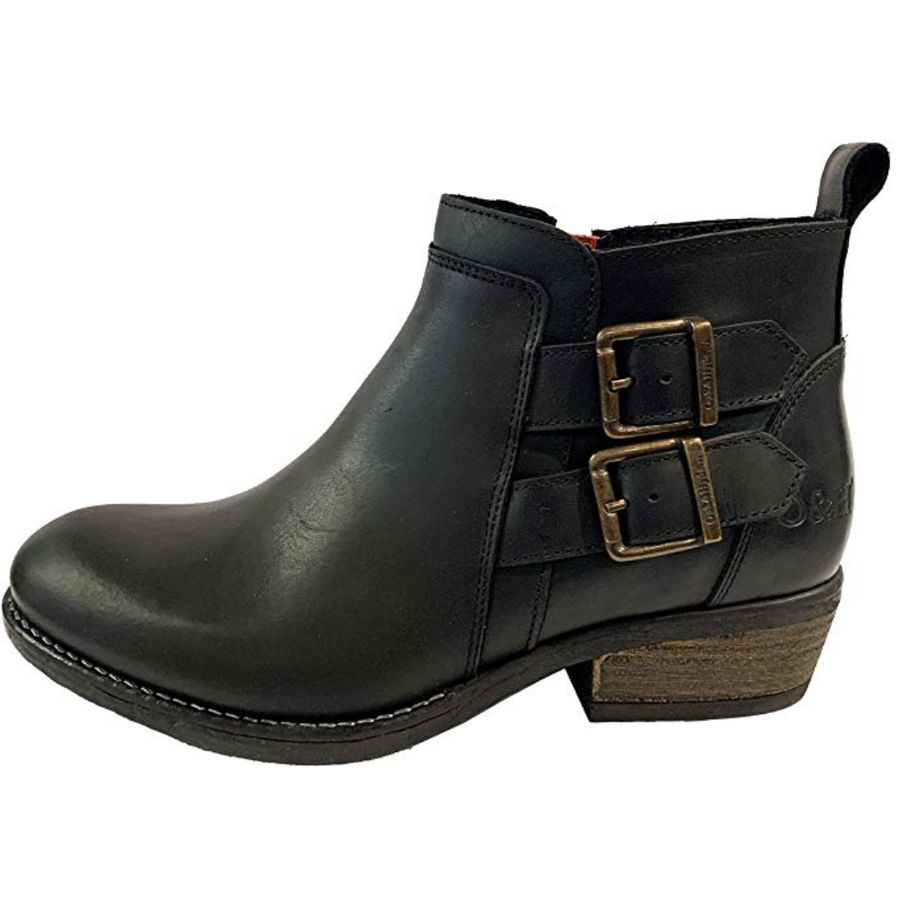 Oak & Hyde Womens Rita Twim Leather Ankle Boot - Black