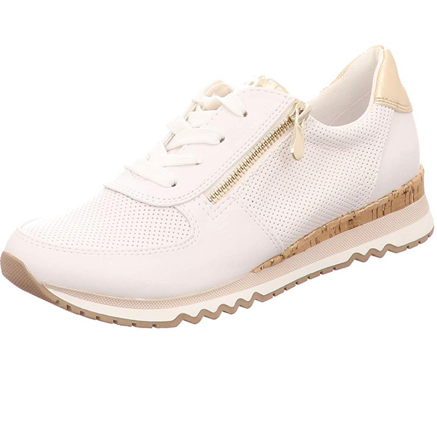 Marco Tozzi Low Wedge Fashion Trainer - White / Gold
