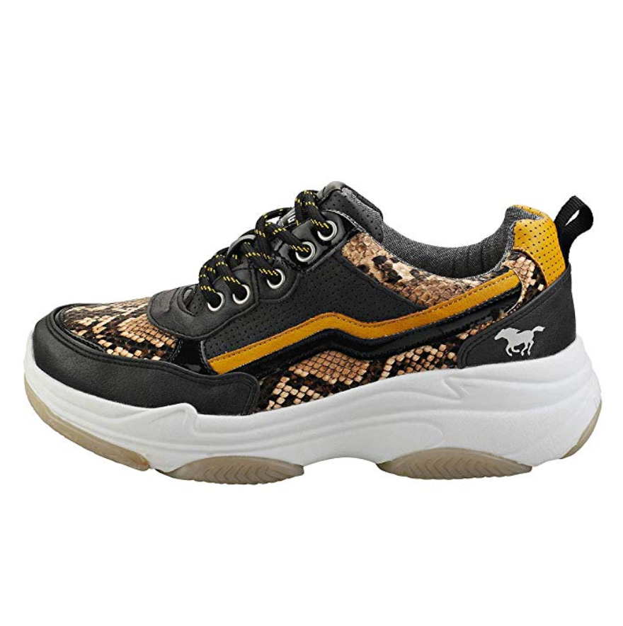 MUSTANG - SCHWARZ- SNAKE SKIN PRINT - CHUNKY TRAINERS