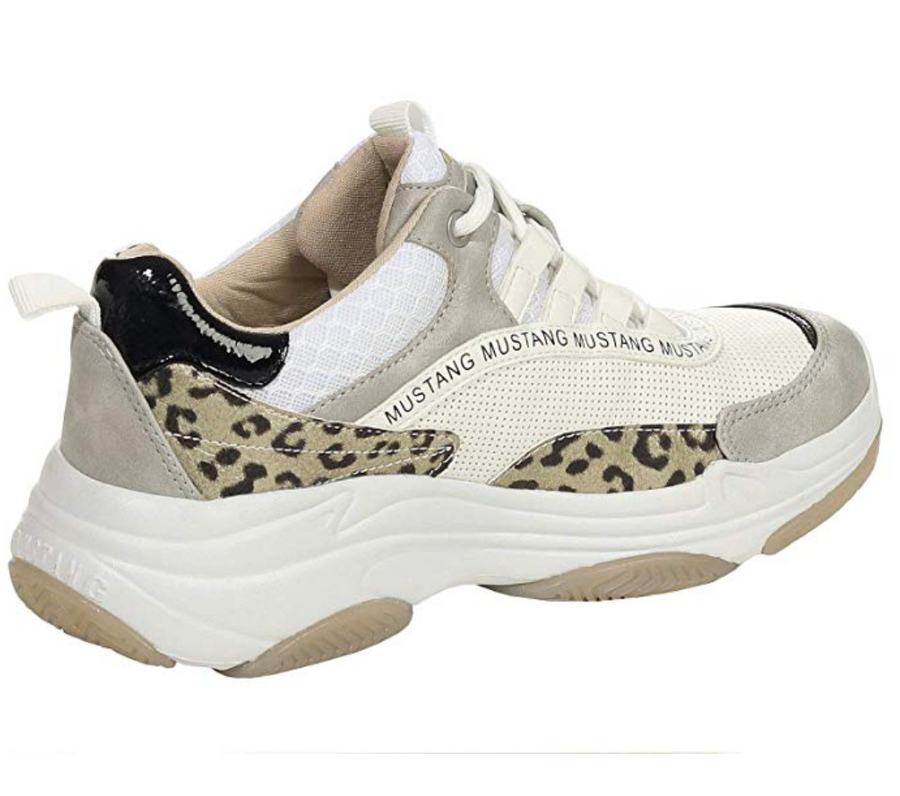 MUSTANG - WHITE/LEOPARD- CHUNKY TRAINERS