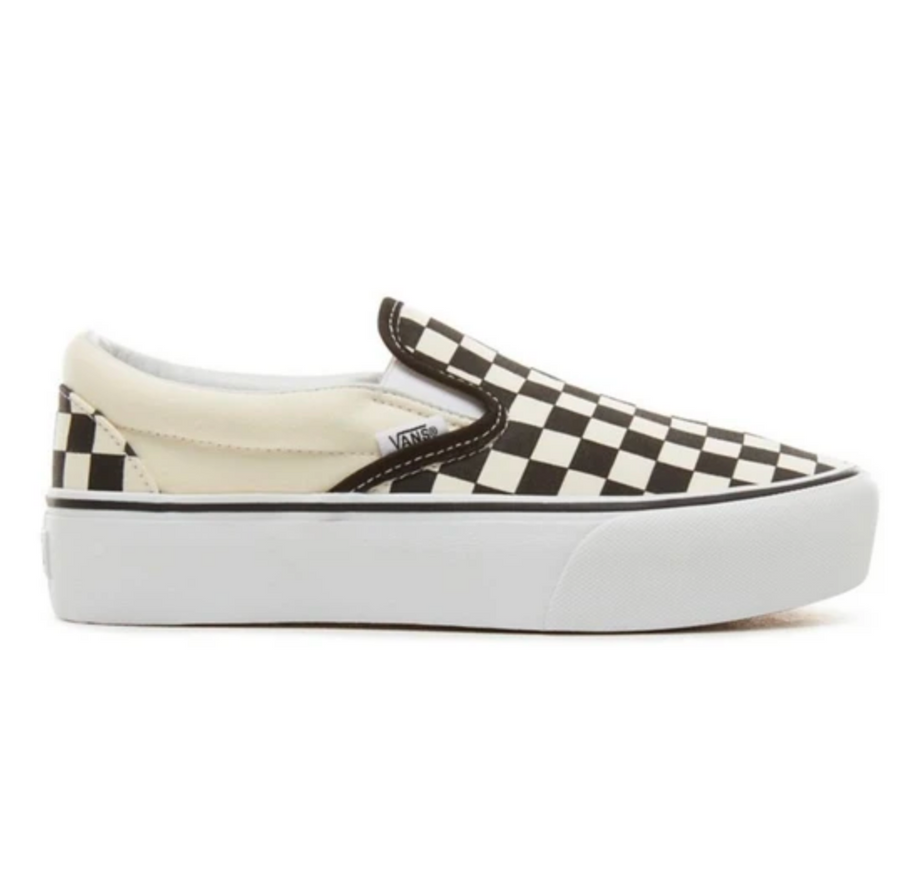 VANS- CLASSIC SLIP ON- PLATFORM- CHECKERBOARD - WHITE/BLACK