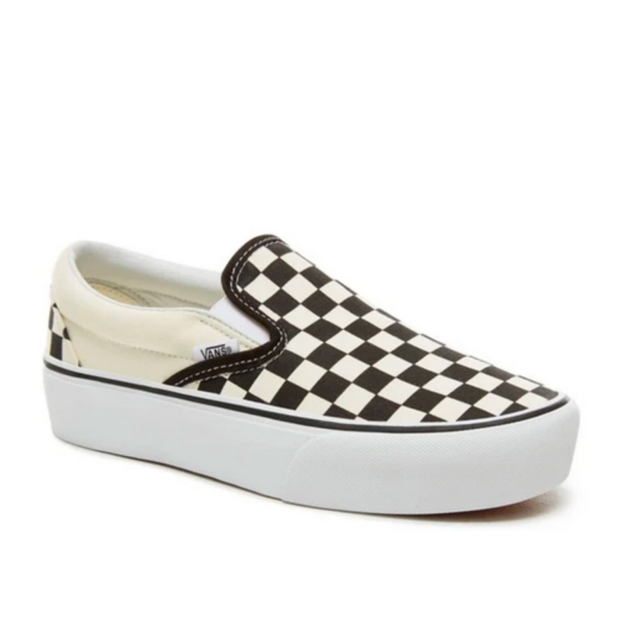 VANS- CLASSIC SLIP ON- PLATFORM- CHECKERBOARD - WHITE/BLACK