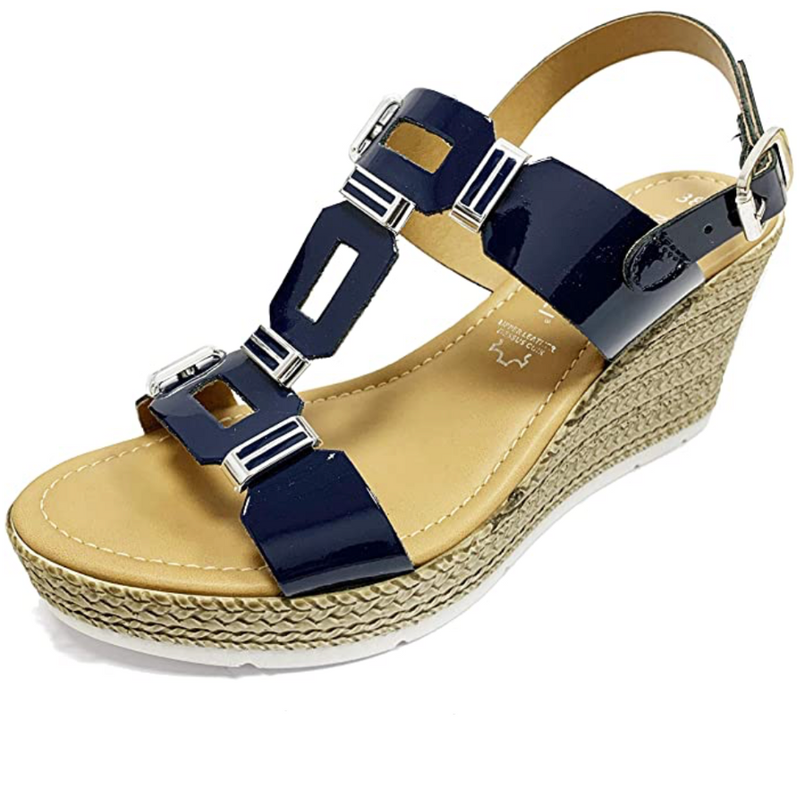 Marco Tozzi Womens Ankle Strap Sandals - Navy