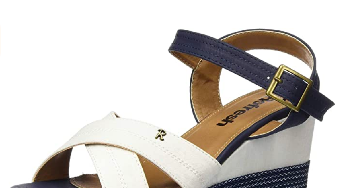 Refresh Womens Platform Wedge Sandals - White / Navy