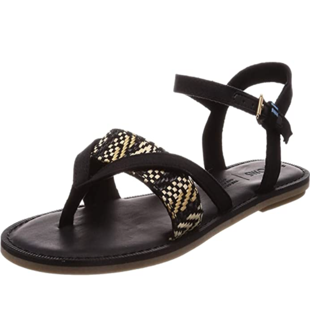 TOMS - Women's Closed Geometric Woven Toe Sandal - Black