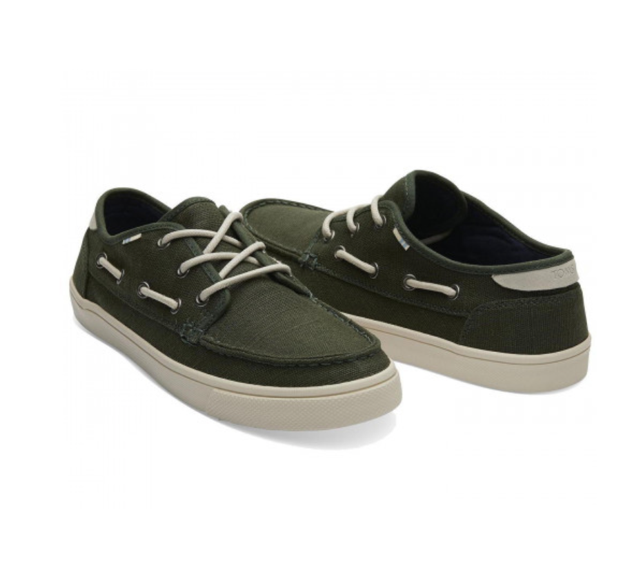 TOMS Mens Dorado Black Forest Boat Shoes - Dark Green