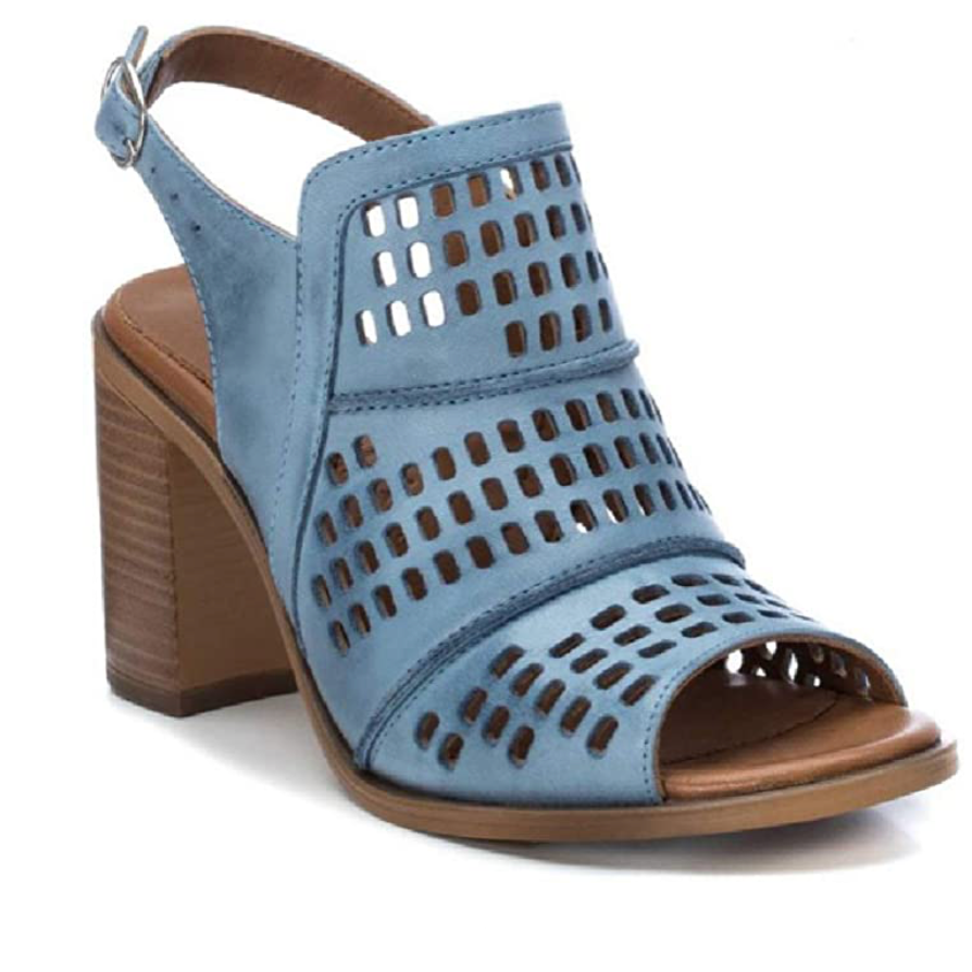 Carmela Womens Blue Leather High Heel - Blue