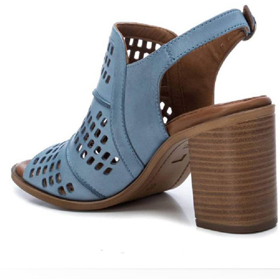Carmela Womens Blue Leather High Heel - Blue