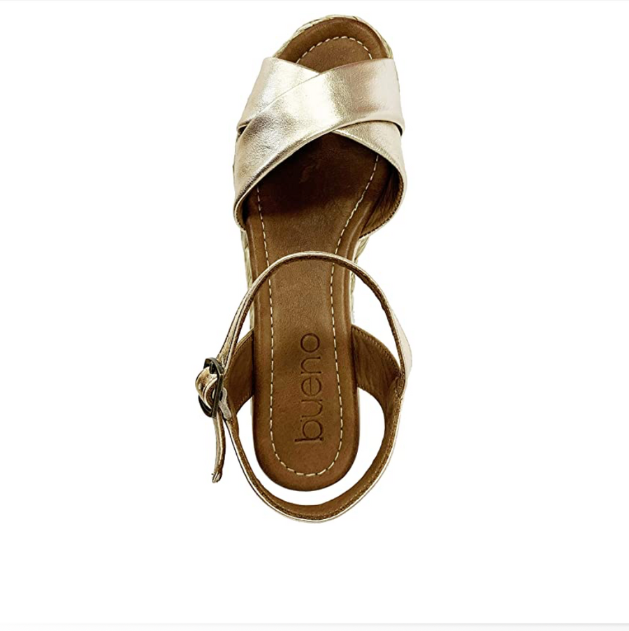 Bueno Womens Laura Platform Wedge Sandal - Gold