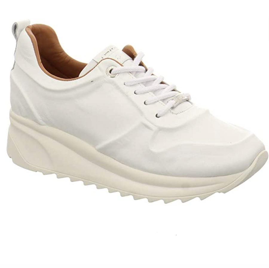 Carmela Womens Soft Leather Platform Trainers - White