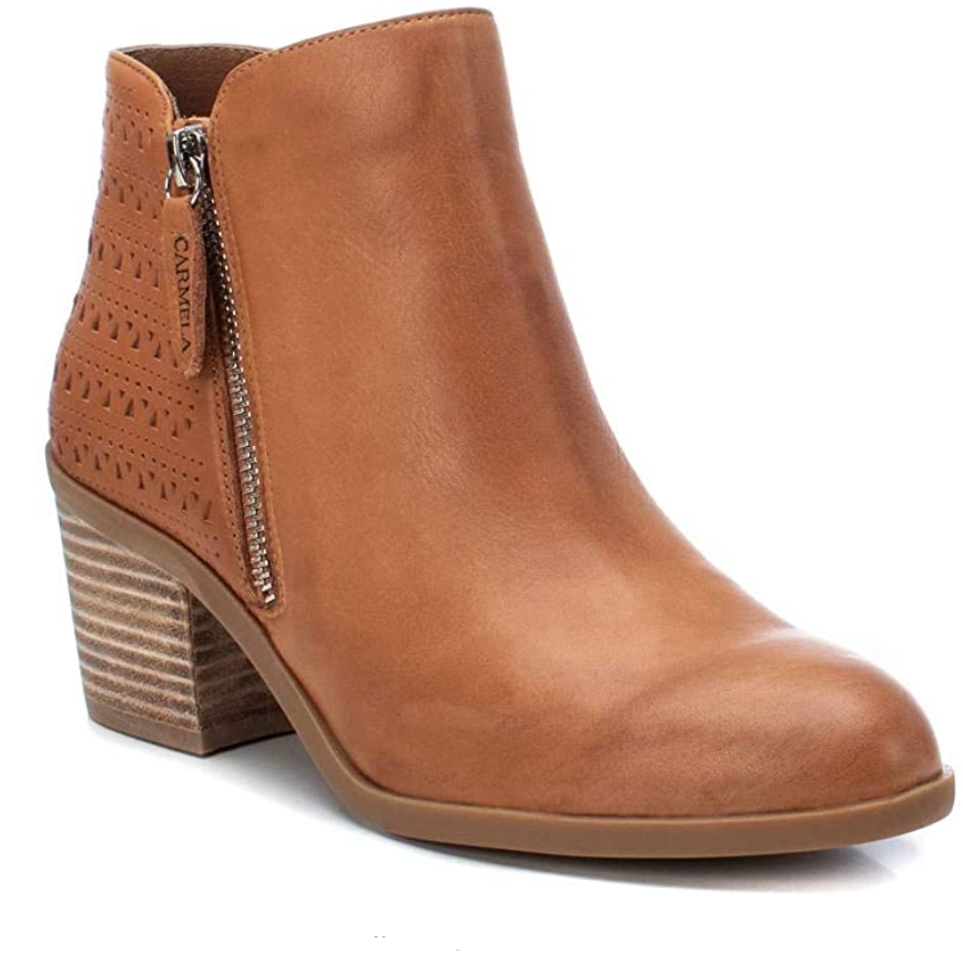 Carmela Womens Leather Ankle Boots - Camel