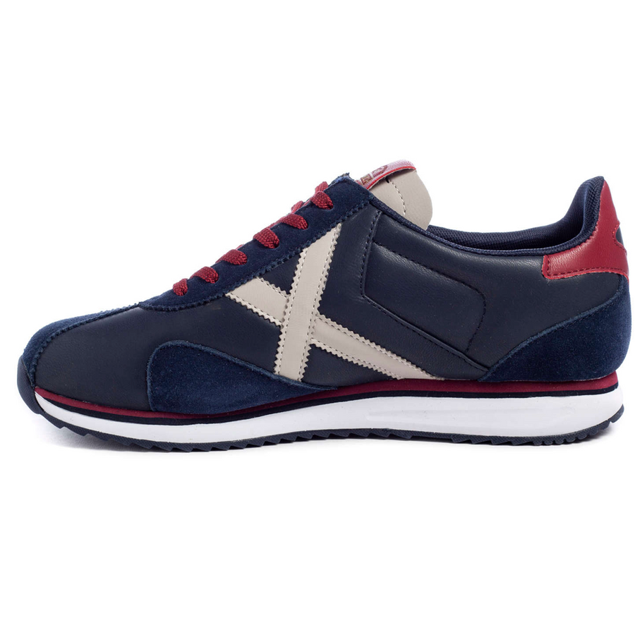 Munich Mens Sapporo 91 Leather Trainers - Navy / Red