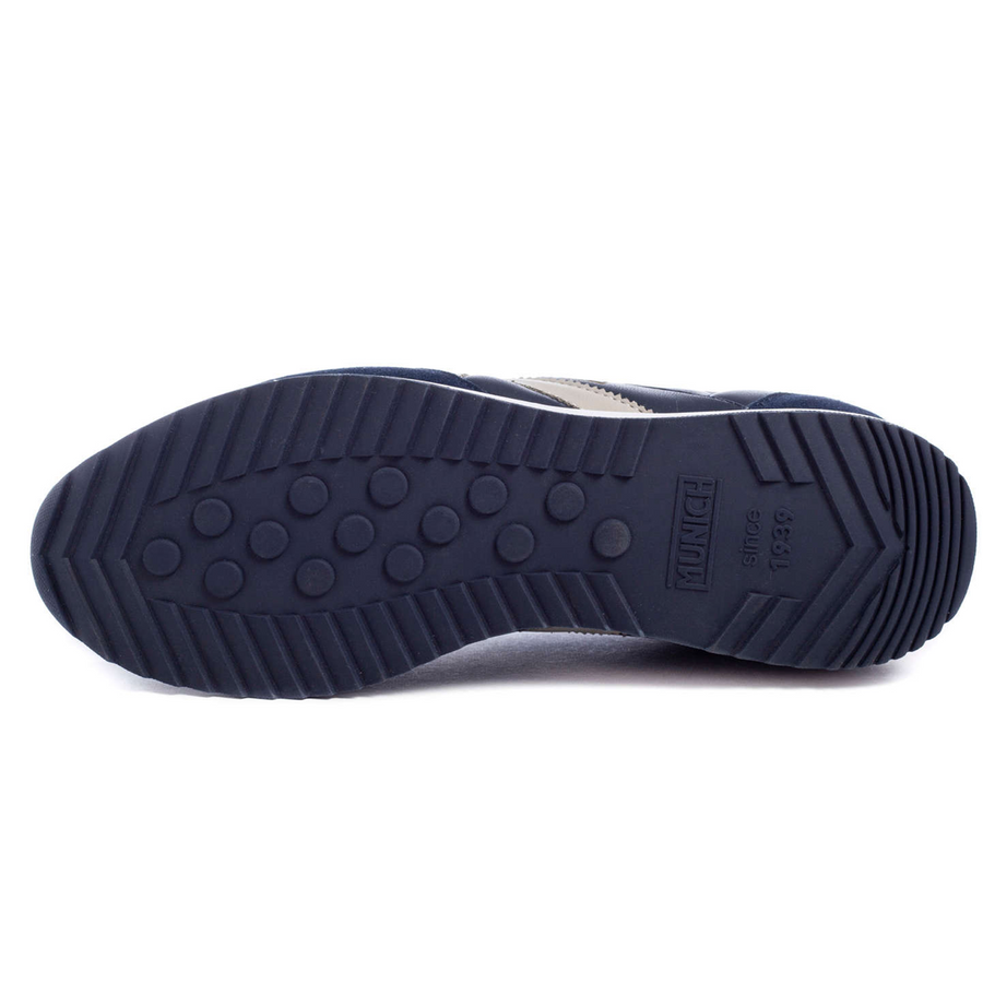 Munich Mens Sapporo 91 Leather Trainers - Navy / Red