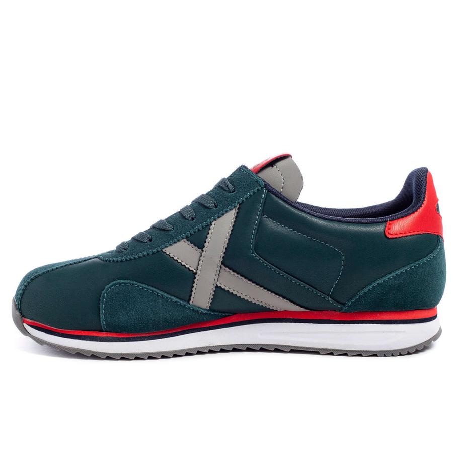 Munich Mens Sapporo 92 Leather Trainers - Green / Red
