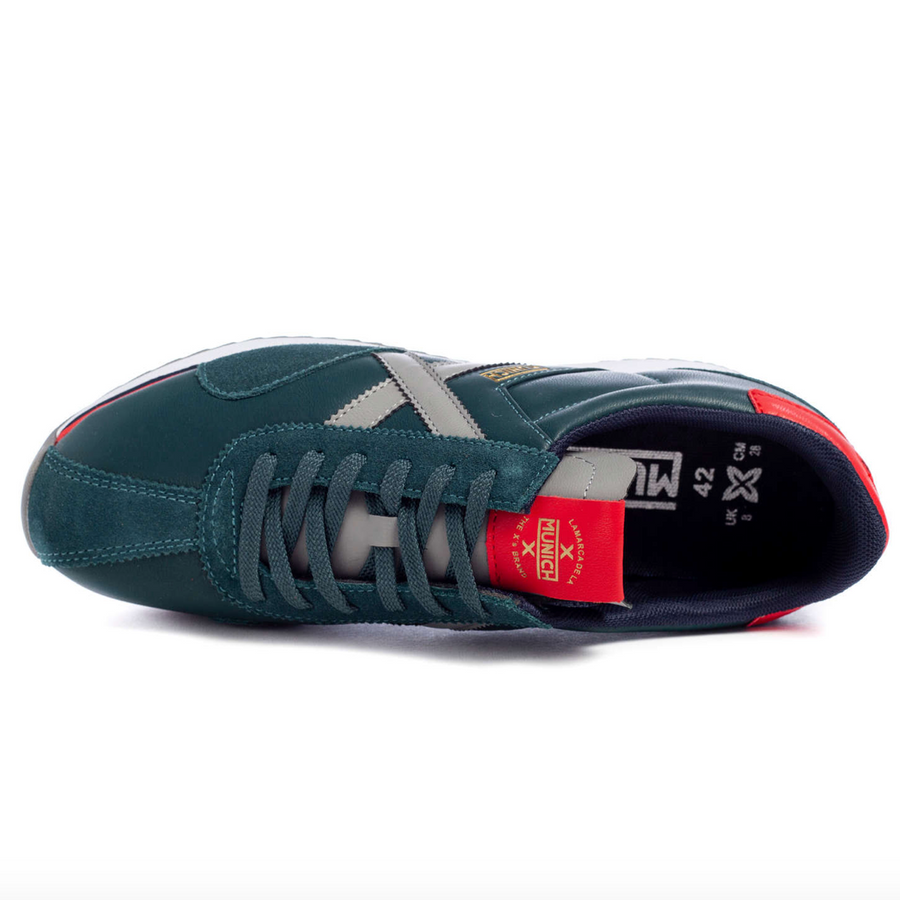 Munich Mens Sapporo 92 Leather Trainers - Green / Red
