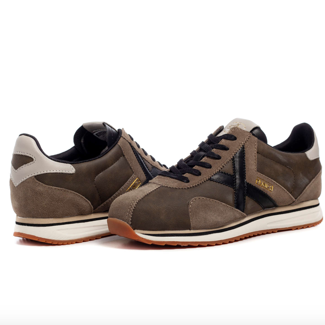 Munich Mens Sapporo 95 Leather Trainers Khaki