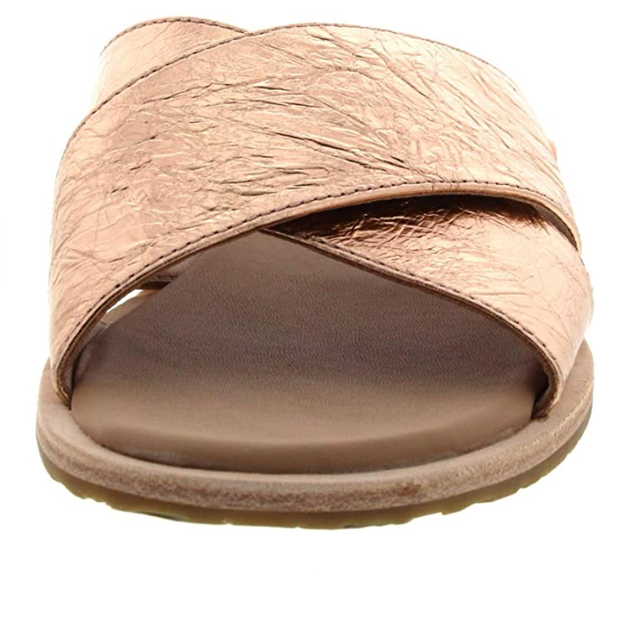 UGG Joni Metallic Leather Slide Rose Gold