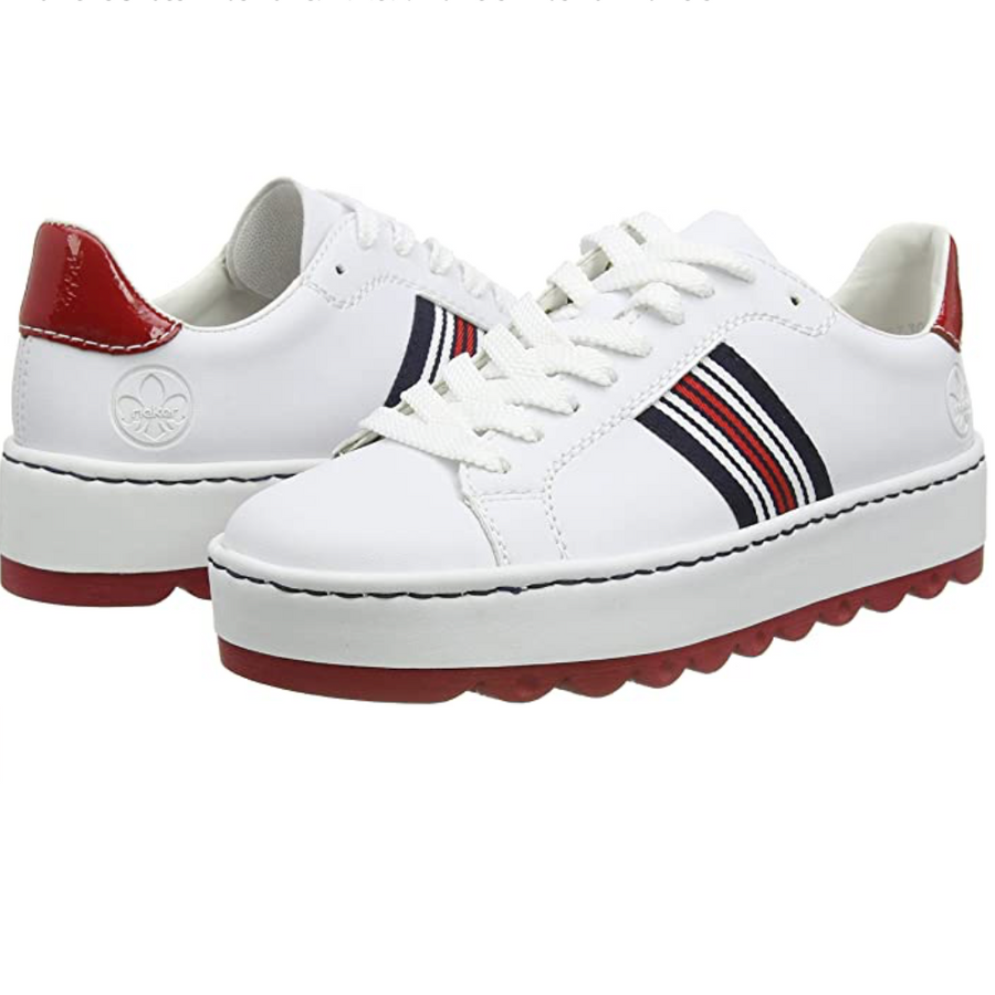 Rieker Womens Fashion Trainers - White / Red