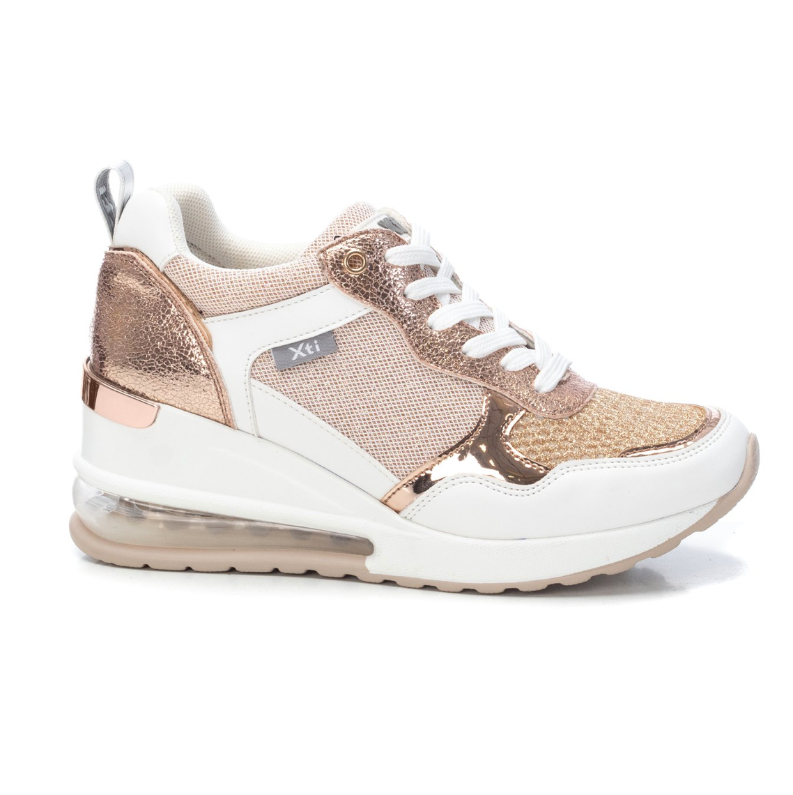 XTI - 42631 - Women's Wedged Trainer - White / Nude