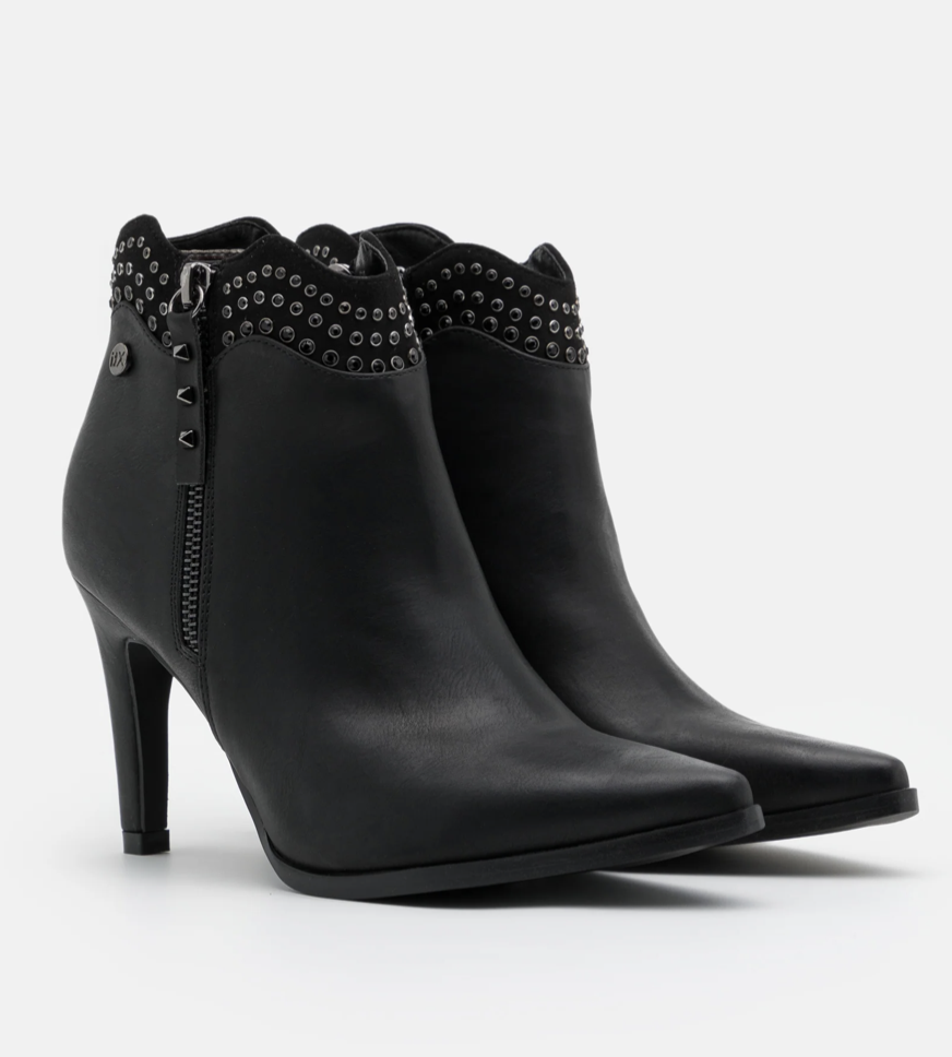 Xti Womens Fashion High Heeled Ankle Boots - Black - The Foot Factory