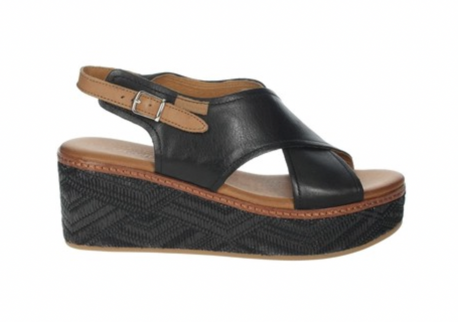 Carmela Womens Wedge Sandal - Black - The Foot Factory