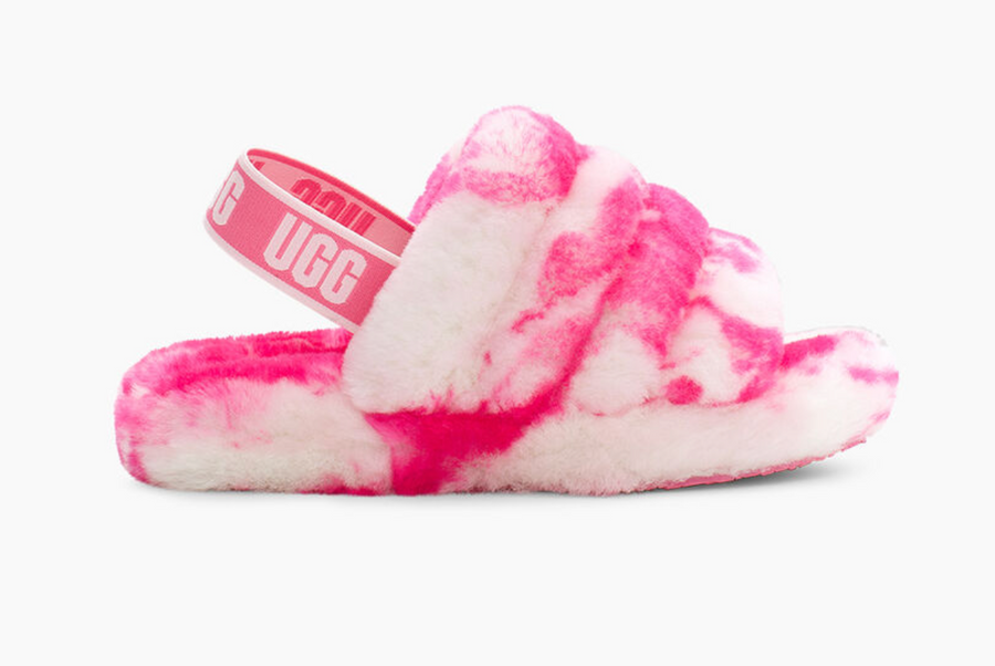 UGG Kids Fluff Yeah Marble Slide - Pink Rose / Seashell Pink