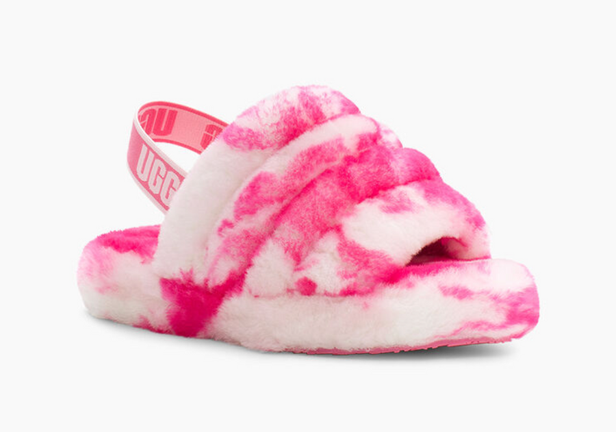 UGG Kids Fluff Yeah Marble Slide - Pink Rose / Seashell Pink