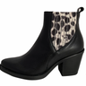 Patricia Miller Womens Animal Print Block Heel Ankle Boot - Black
