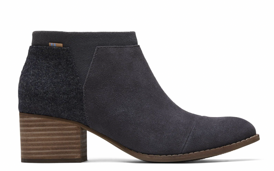 TOMS Womens Loren Ankle Boots Grey Suede Felt