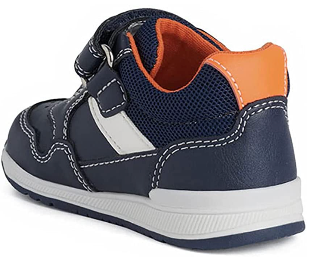 Geox Infant Leather Toddlers Trainers - Navy / Orange