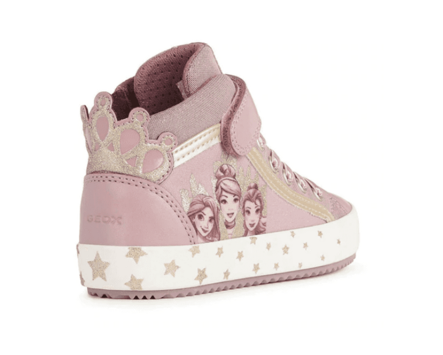 Geox Kids Disney Princess High Top Trainers - Pink / Platinum